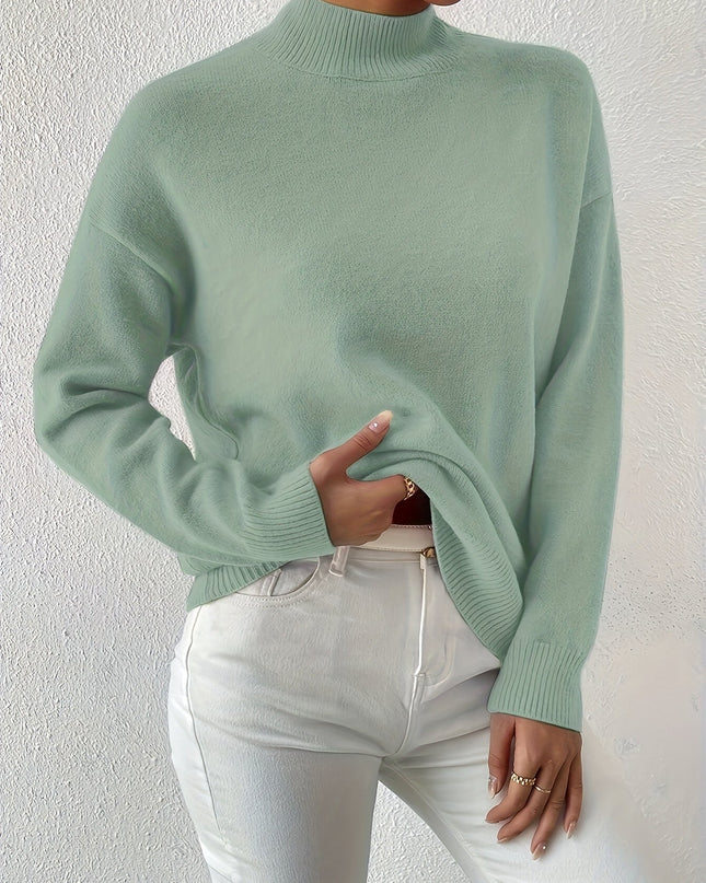 Lidia | Relaxed Fit Ribbed Funnel Neck Knitted Jumper