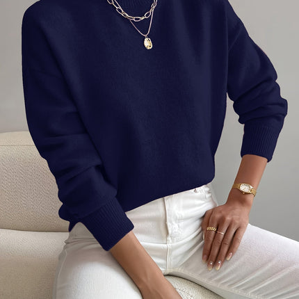 Lidia | Relaxed Fit Ribbed Funnel Neck Knitted Jumper