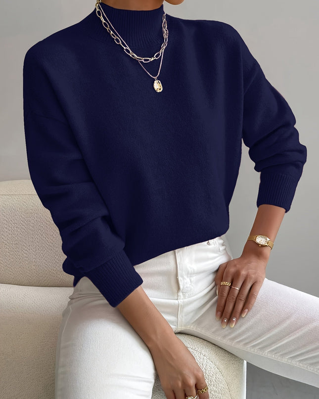 Lidia | Relaxed Fit Ribbed Funnel Neck Knitted Jumper
