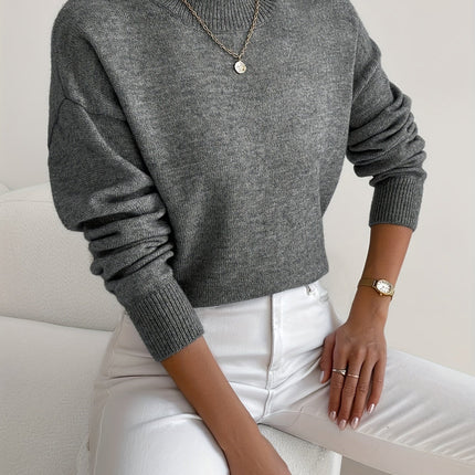 Lidia | Relaxed Fit Ribbed Funnel Neck Knitted Jumper