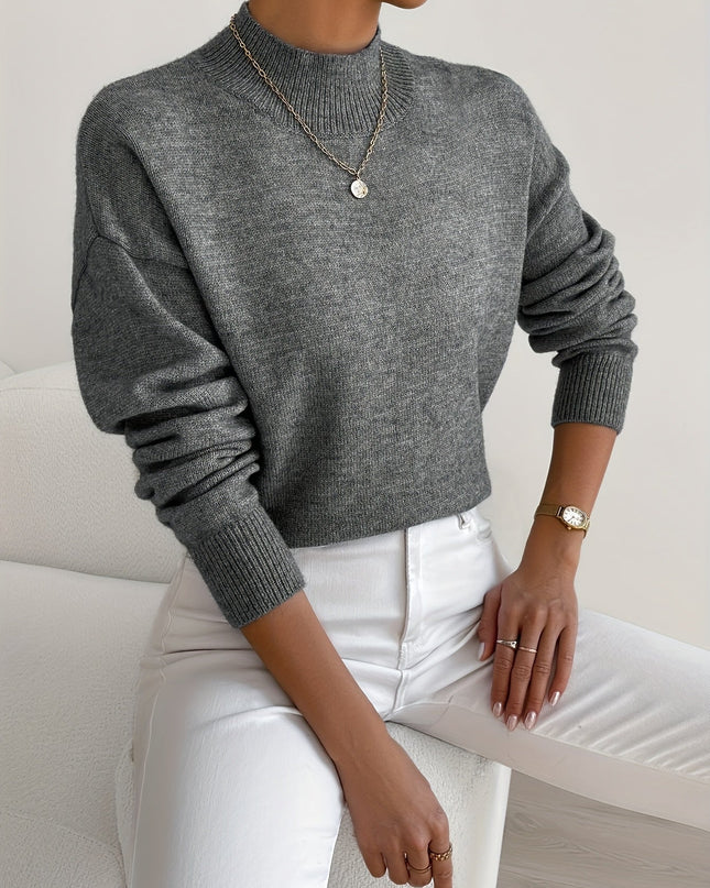 Lidia | Relaxed Fit Ribbed Funnel Neck Knitted Jumper