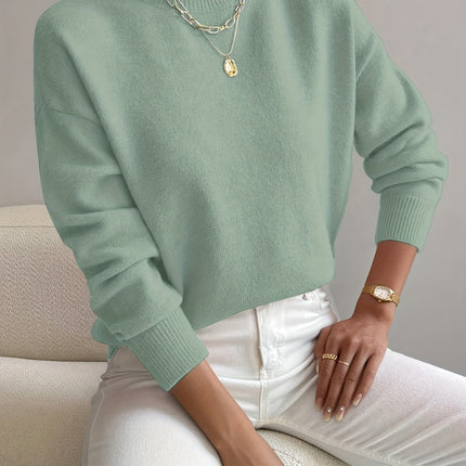 Lidia | Relaxed Fit Ribbed Funnel Neck Knitted Jumper