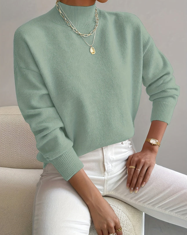 Lidia | Relaxed Fit Ribbed Funnel Neck Knitted Jumper