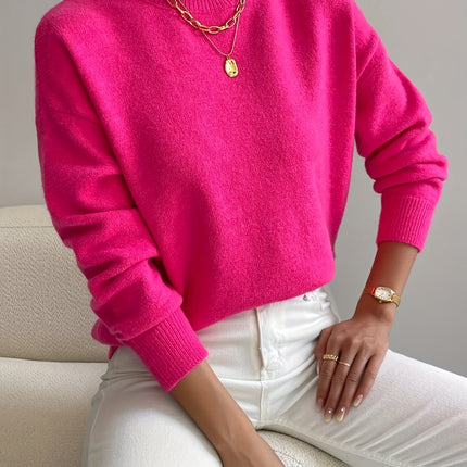 Lidia | Relaxed Fit Ribbed Funnel Neck Knitted Jumper