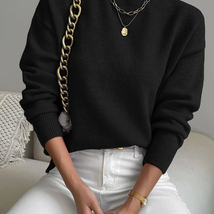 Lidia | Relaxed Fit Ribbed Funnel Neck Knitted Jumper