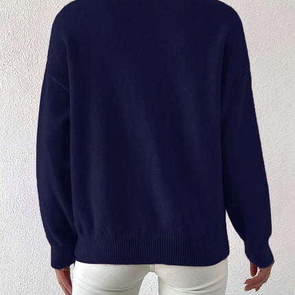 Lidia | Relaxed Fit Ribbed Funnel Neck Knitted Jumper