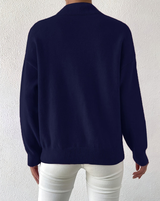 Lidia | Relaxed Fit Ribbed Funnel Neck Knitted Jumper