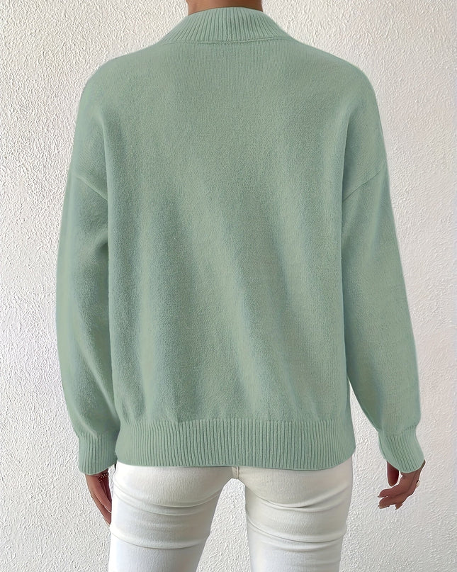Lidia | Relaxed Fit Ribbed Funnel Neck Knitted Jumper