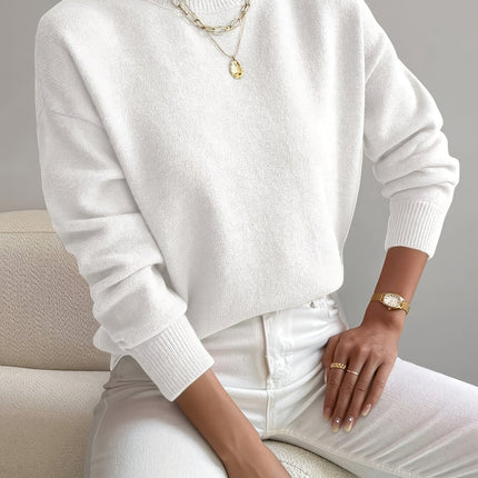 Lidia | Relaxed Fit Ribbed Funnel Neck Knitted Jumper