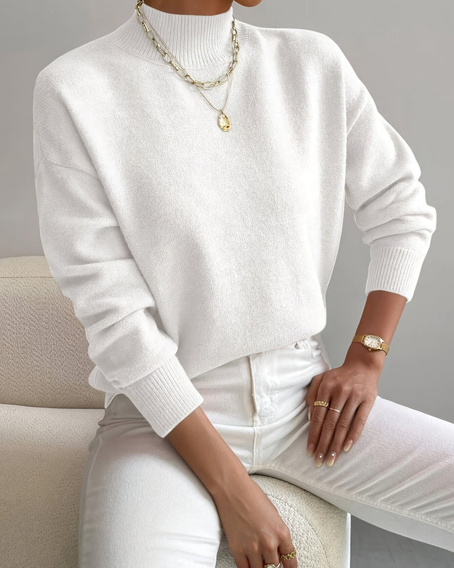 Lidia | Relaxed Fit Ribbed Funnel Neck Knitted Jumper