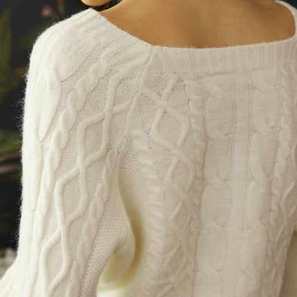 Maura | Crew Neck Cable Knit Sweater