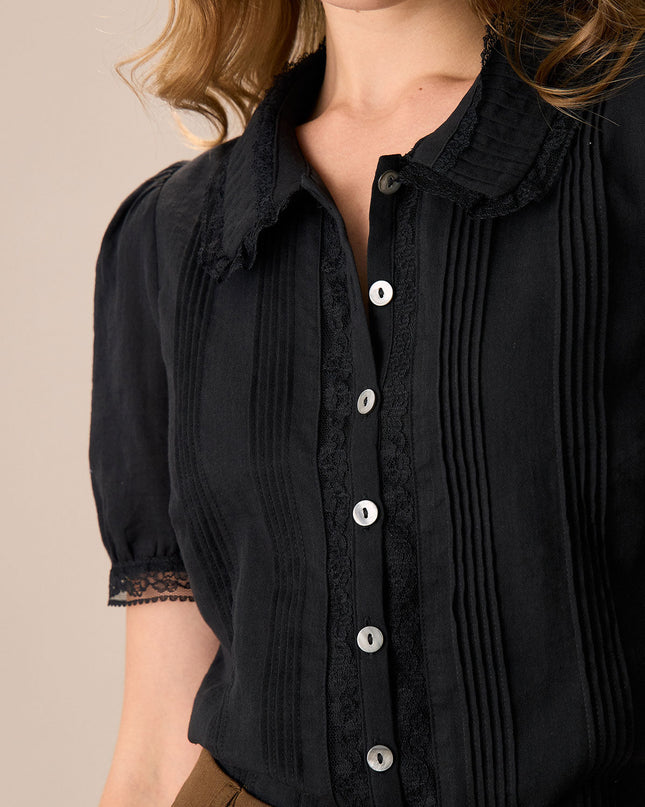 Melanie | Fitted Cotton Blouse With Chelsea Collar