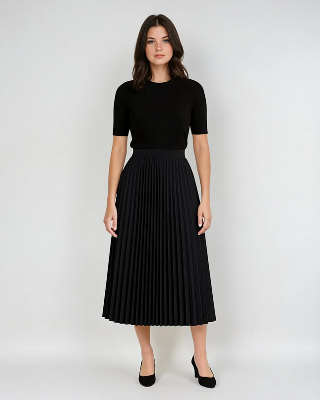 Mireya | High-Waisted Elegant Pleated Midi Skirt 2