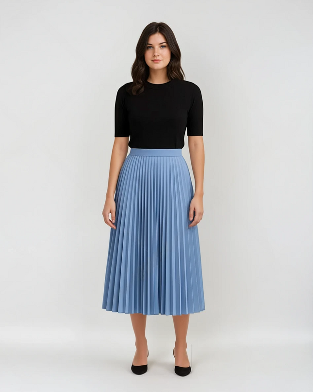 Mireya | High-Waisted Elegant Pleated Midi Skirt 3