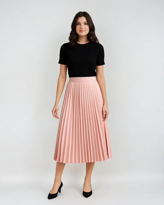 Mireya | High-Waisted Elegant Pleated Midi Skirt 0