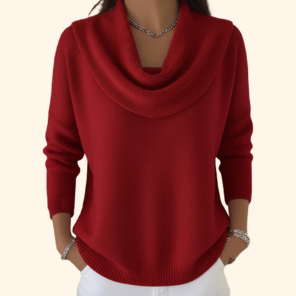 Morgan | Draped Cowl Neck Ribbed Trim Sweater
