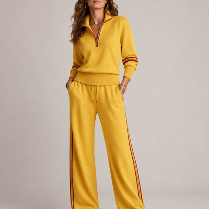 Nicolette | Relaxed Fit Zip Sweatshirt and Wide Leg Trousers Set