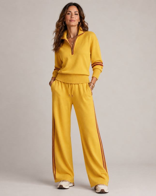 Nicolette | Relaxed Fit Zip Sweatshirt and Wide Leg Trousers Set