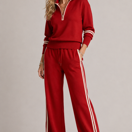 Nicolette | Relaxed Fit Zip Sweatshirt and Wide Leg Trousers Set