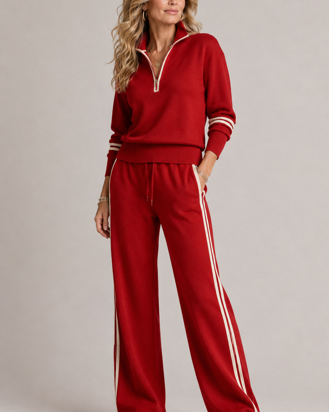 Nicolette | Relaxed Fit Zip Sweatshirt and Wide Leg Trousers Set