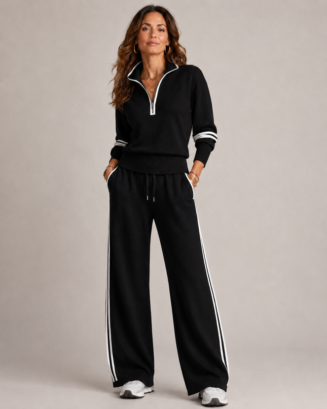 Nicolette | Relaxed Fit Zip Sweatshirt and Wide Leg Trousers Set