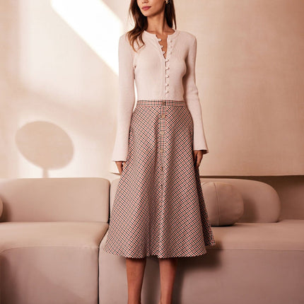 Nina | Fitted Ribbed Button-Up Knit Top
