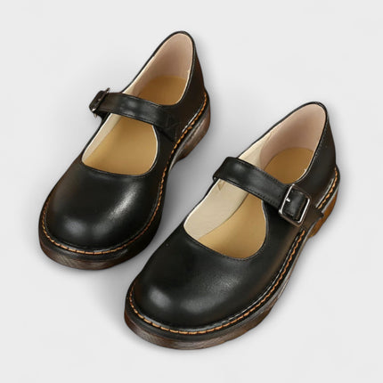 Nora | Classic Fit Leather Mary Jane Flats