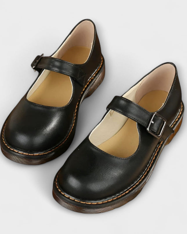 Nora | Classic Fit Leather Mary Jane Flats