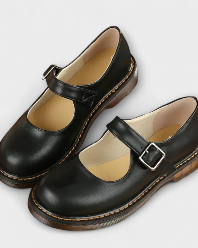 Nora | Classic Fit Leather Mary Jane Flats