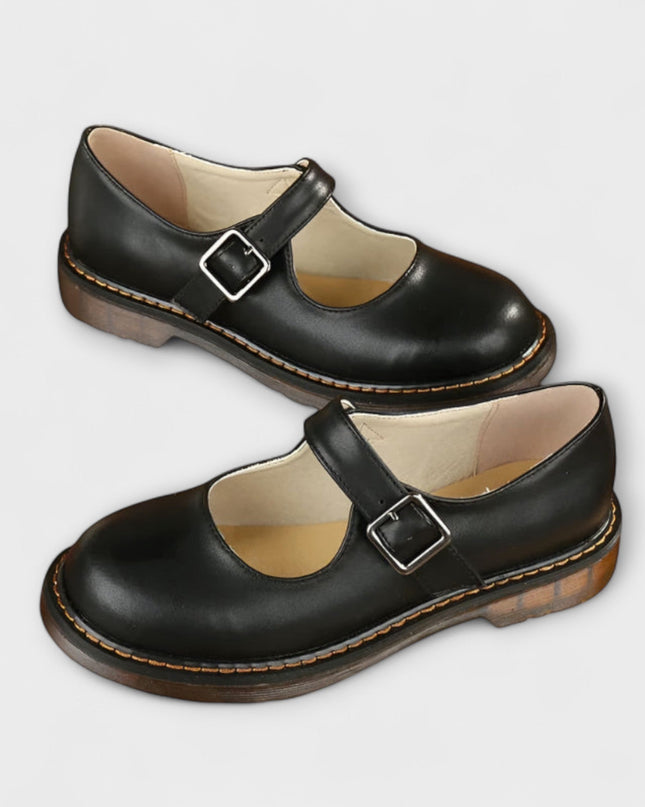 Nora | Classic Fit Leather Mary Jane Flats