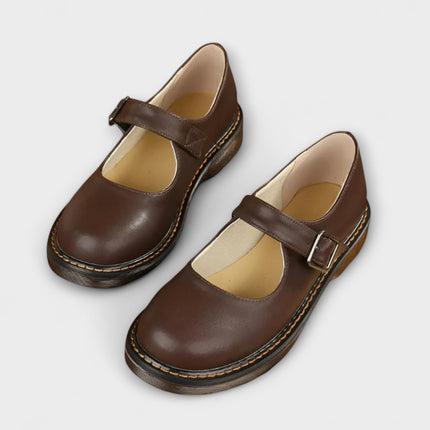 Nora | Classic Fit Leather Mary Jane Flats