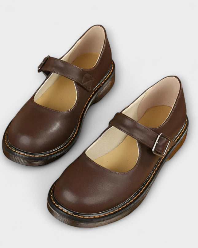 Nora | Classic Fit Leather Mary Jane Flats