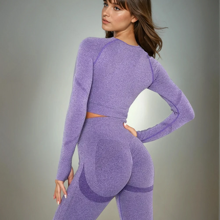 Apex | Long Sleeve Seamless Top – Bold Style with Sculpted Comfort - Medium Purple