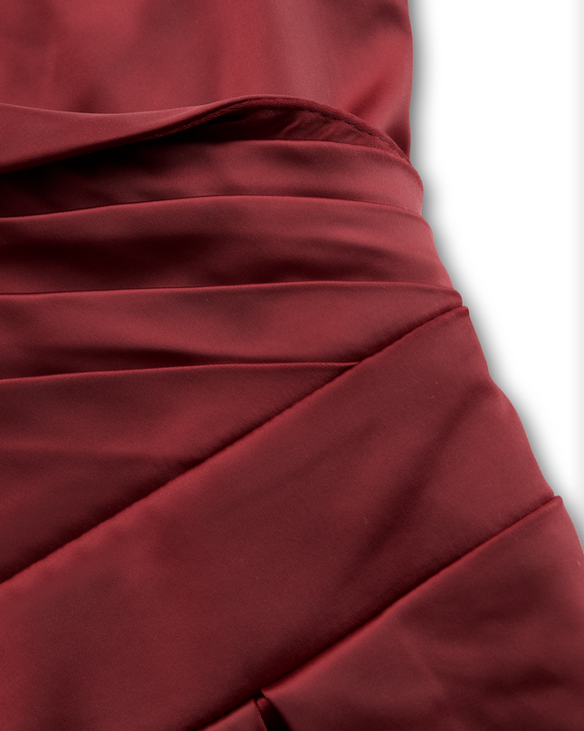 Raven | Fitted Bodice Draped Collar Long Sleeve Midi Dress