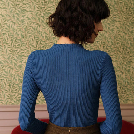Ruby | Slim Fit Mock Neck Ribbed Knit Top