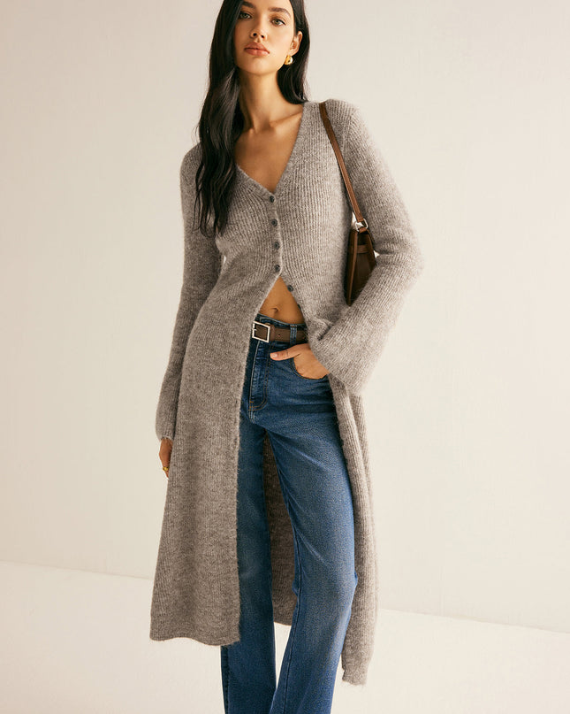 Sadie | Relaxed Fit V-Neck Split Sweater Dress