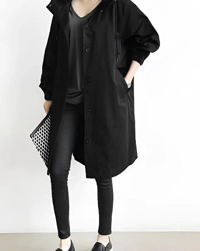 Scarlett | Oversized Hooded Cotton Blend Trench Coat
