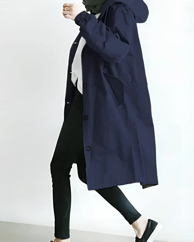 Scarlett | Oversized Hooded Cotton Blend Trench Coat