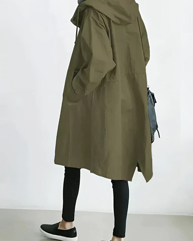 Scarlett | Oversized Hooded Cotton Blend Trench Coat