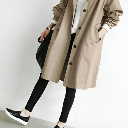 Scarlett | Oversized Hooded Cotton Blend Trench Coat