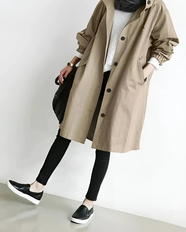 Scarlett | Oversized Hooded Cotton Blend Trench Coat