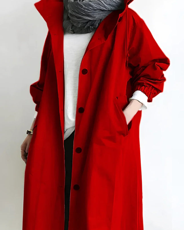 Scarlett | Oversized Hooded Cotton Blend Trench Coat