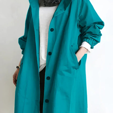 Scarlett | Oversized Hooded Cotton Blend Trench Coat