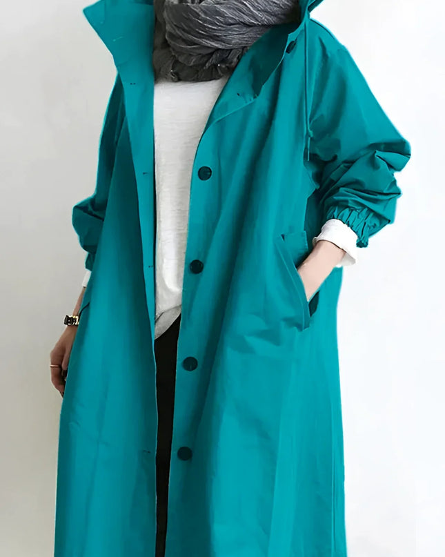Scarlett | Oversized Hooded Cotton Blend Trench Coat