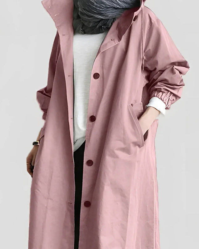 Scarlett | Oversized Hooded Cotton Blend Trench Coat
