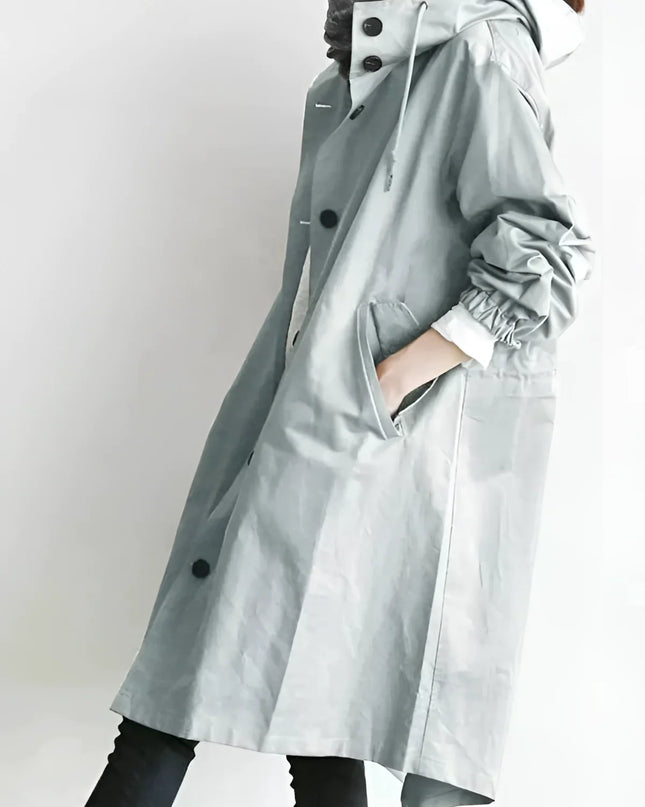 Scarlett | Oversized Hooded Cotton Blend Trench Coat