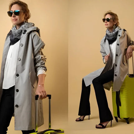 Scarlett | Oversized Hooded Cotton Blend Trench Coat