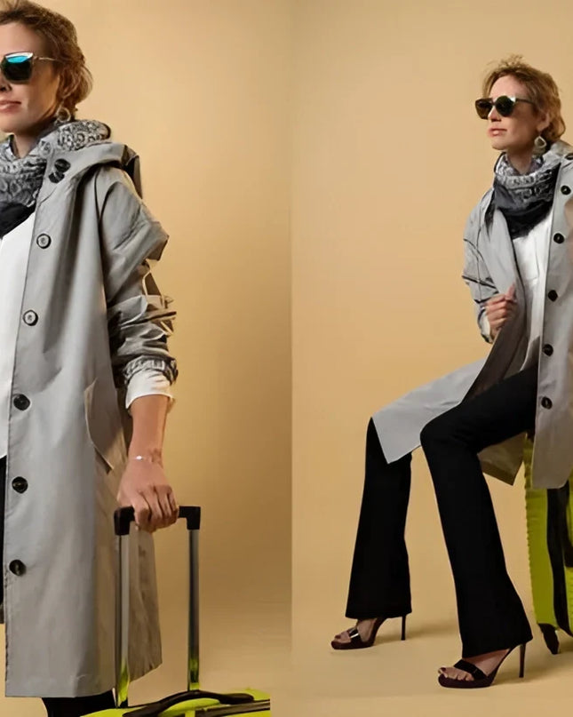 Scarlett | Oversized Hooded Cotton Blend Trench Coat