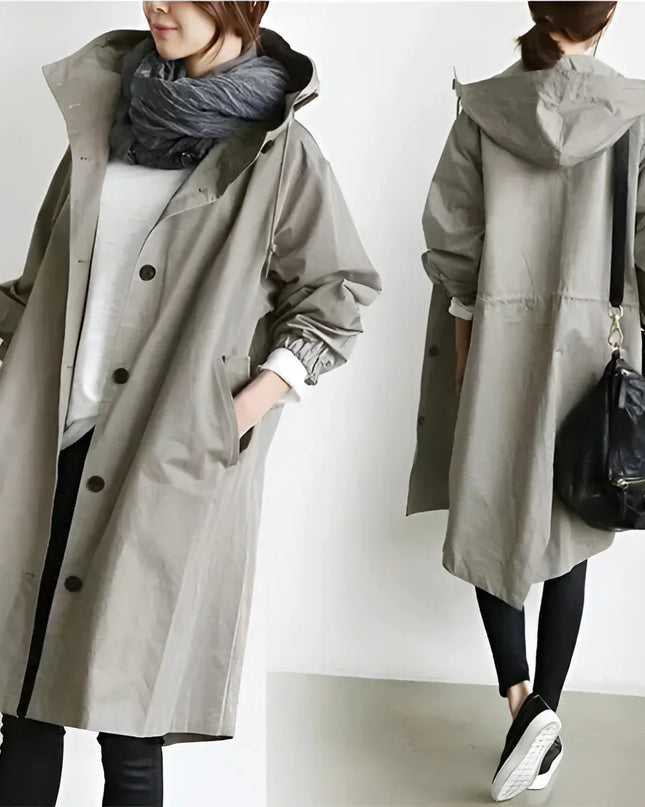 Scarlett | Oversized Hooded Cotton Blend Trench Coat