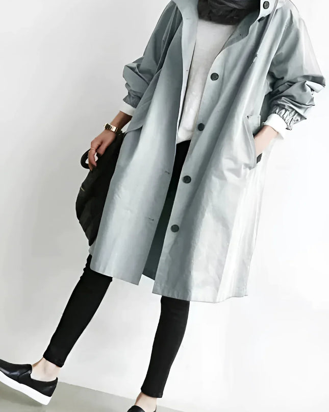 Scarlett | Oversized Hooded Cotton Blend Trench Coat